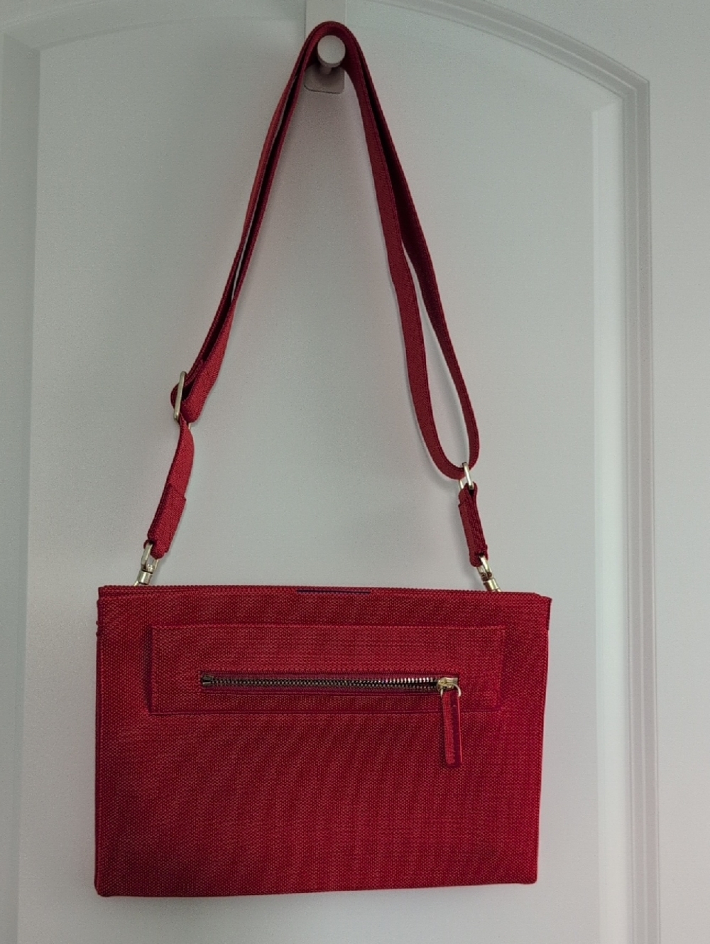 Rothy's Bright Poppy (Firey Orange/Red) Women’s Dual Zip Crossbody Clutch